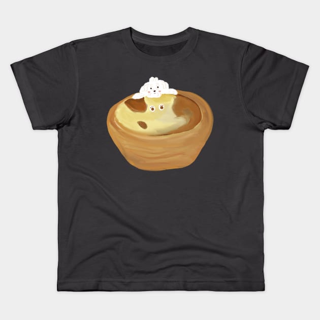 Cute Dog Egg Tart Kids T-Shirt by PatternbyNOK